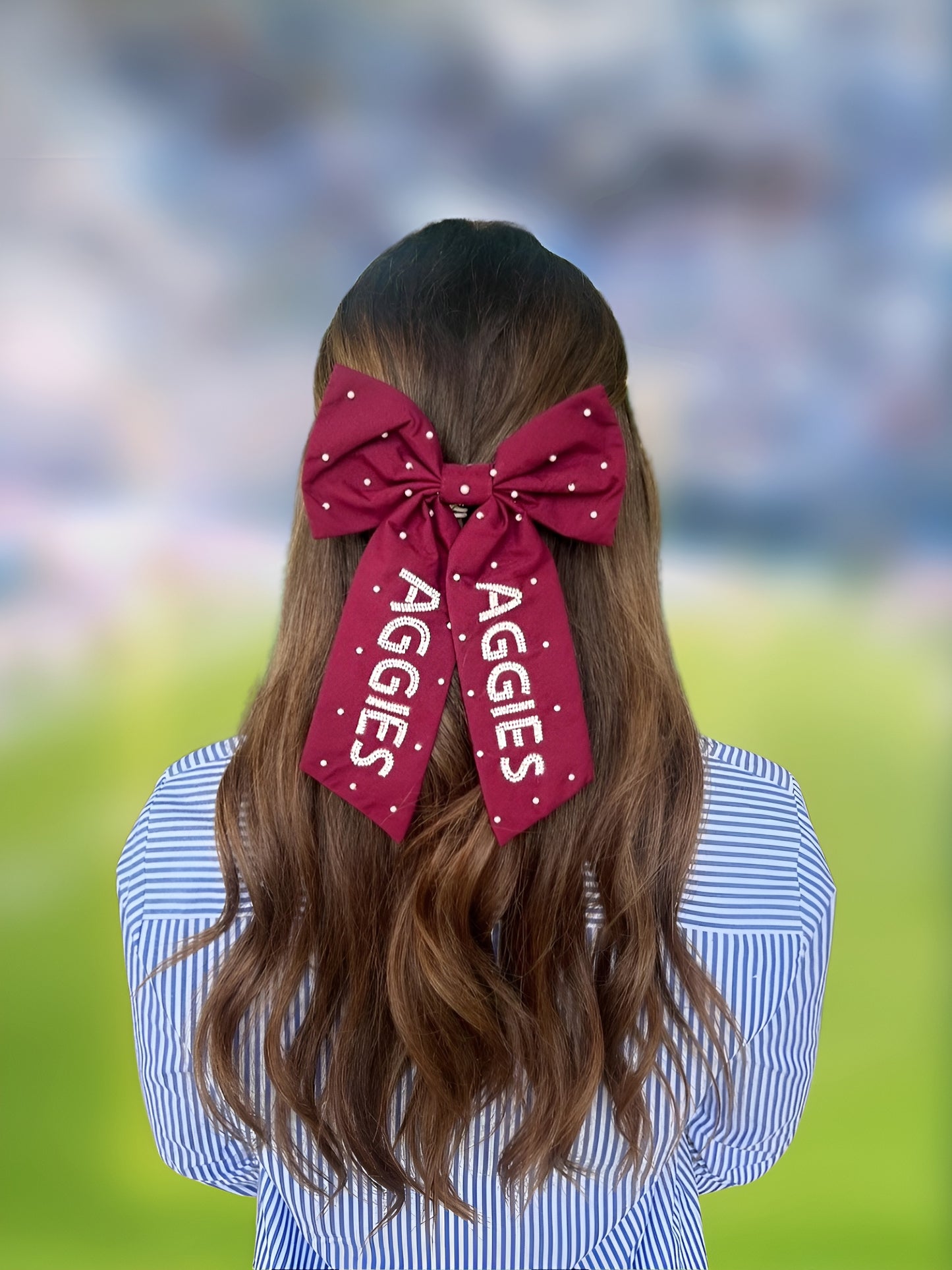 Beaded Hair Bow - Texas A&M University