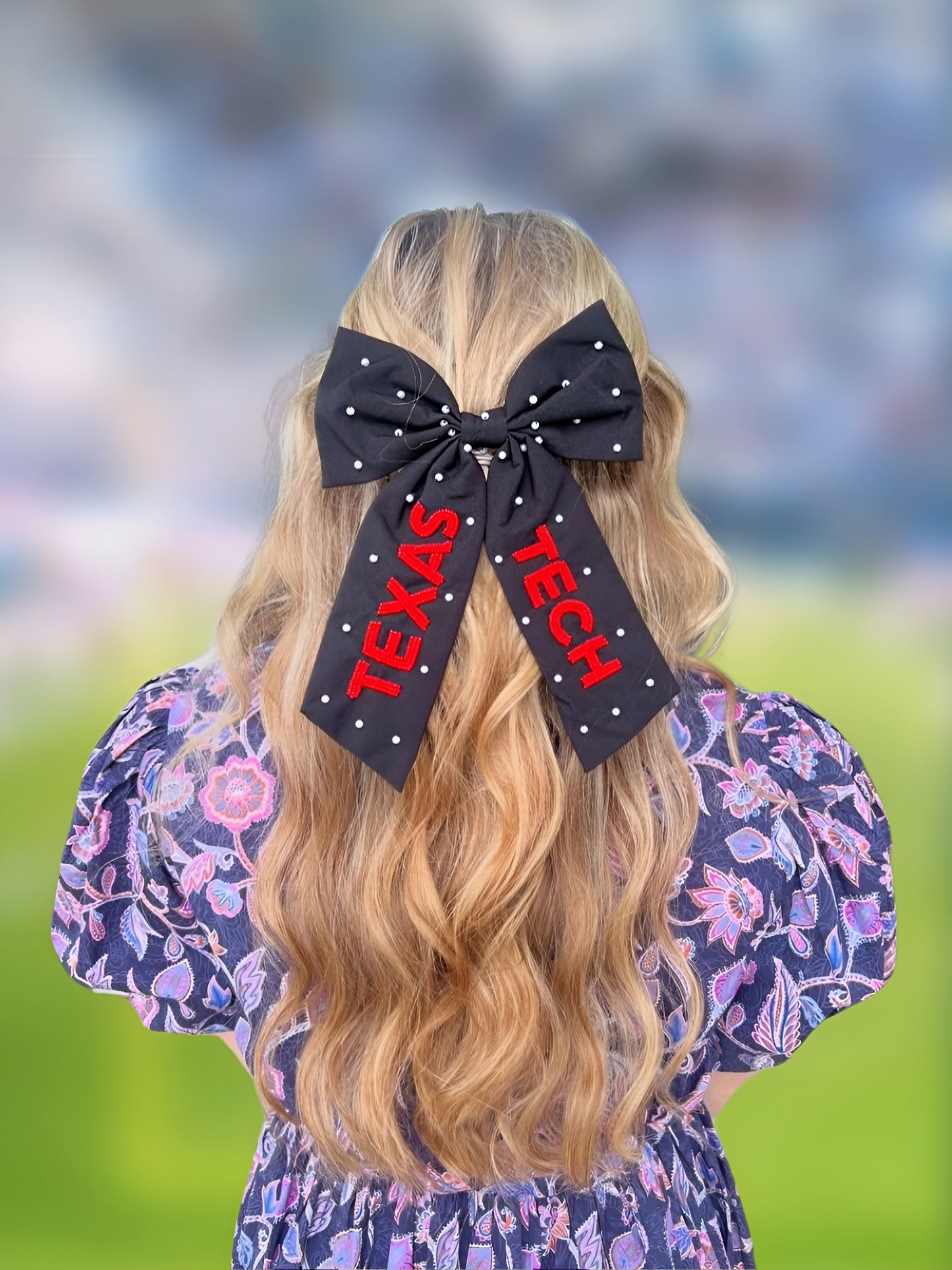 Beaded Hair Bow - Texas Tech University