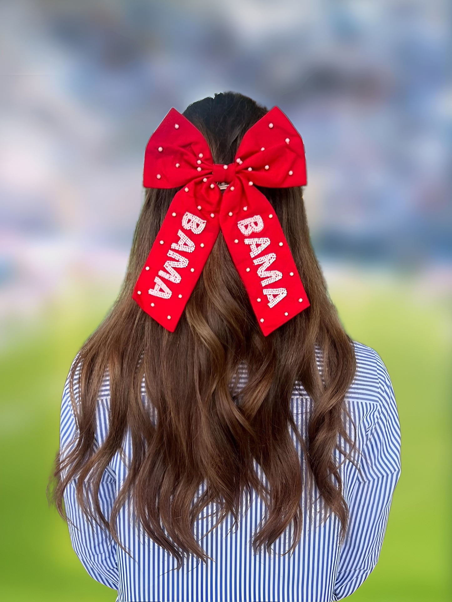 Beaded Hair Bow - University of Alabama