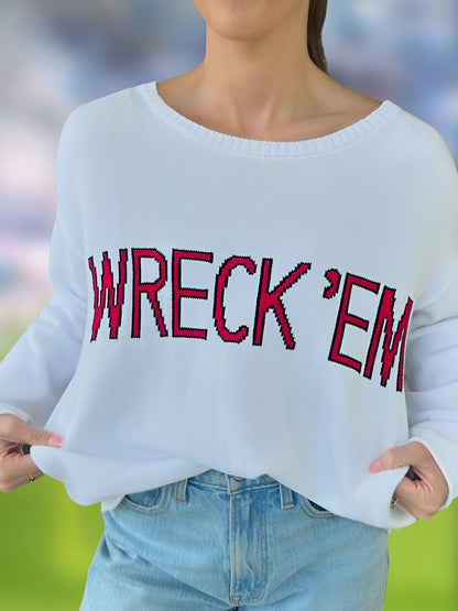 Long Sleeve Knit Sweater - Wreck 'Em