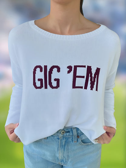 Long Sleeve Knit Sweater - Gig 'Em