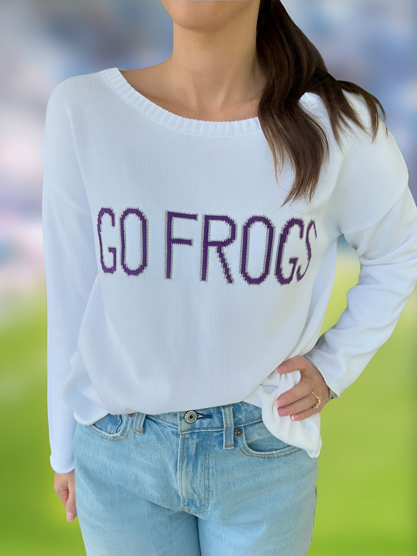 Long Sleeve Knit Sweater - Go Frogs