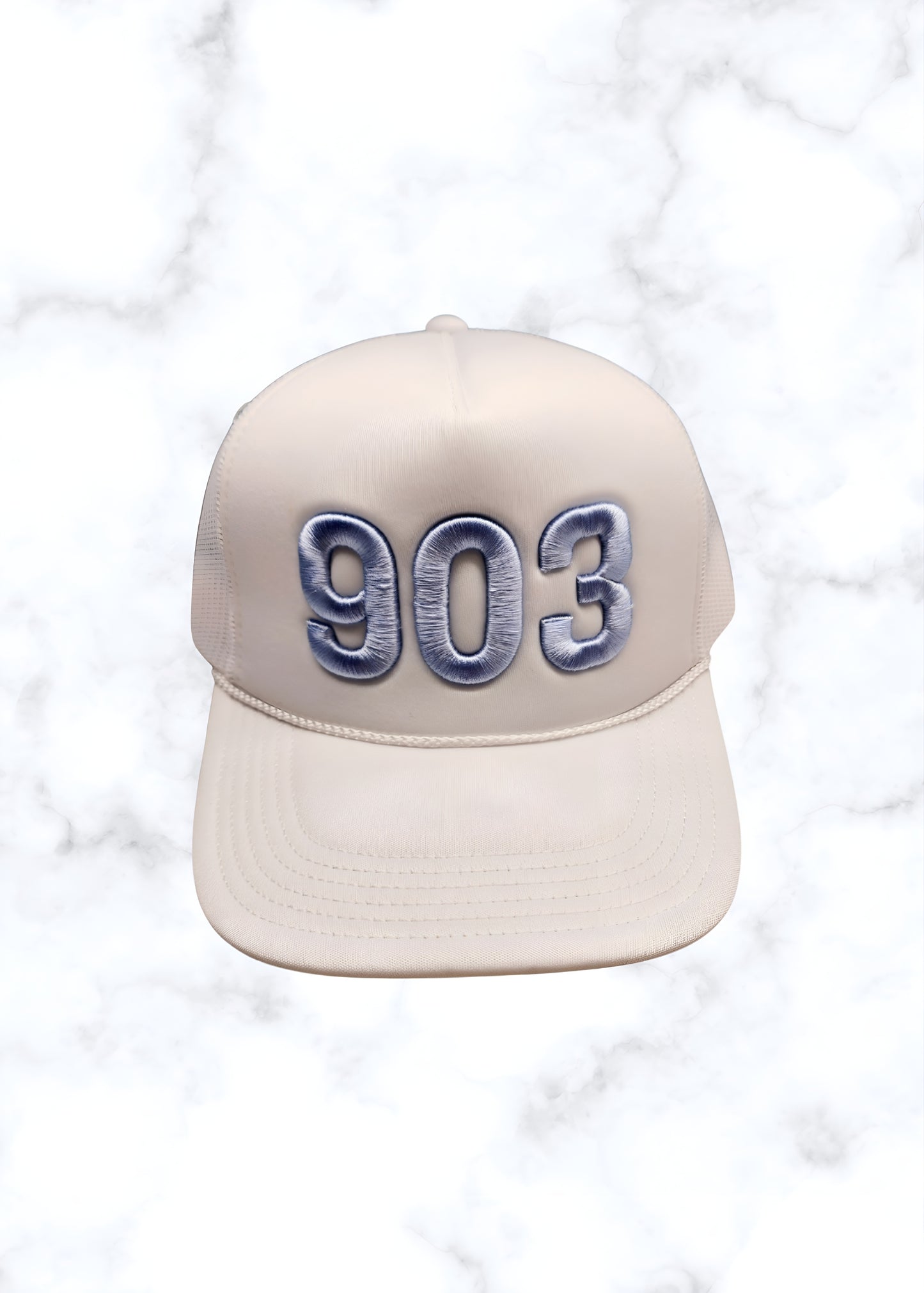 903 Trucker Hat - White & Baby Blue