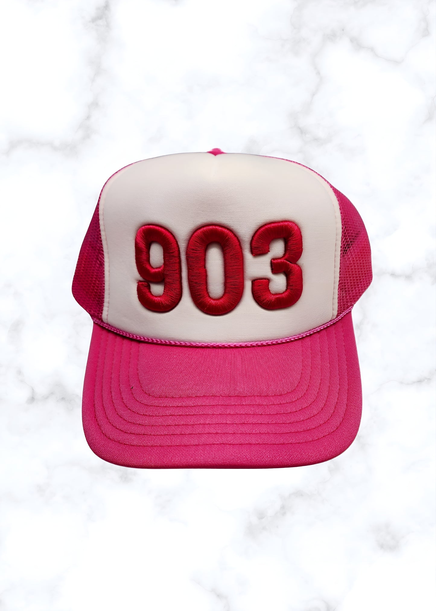 903 Trucker Hat - White & Hot Pink