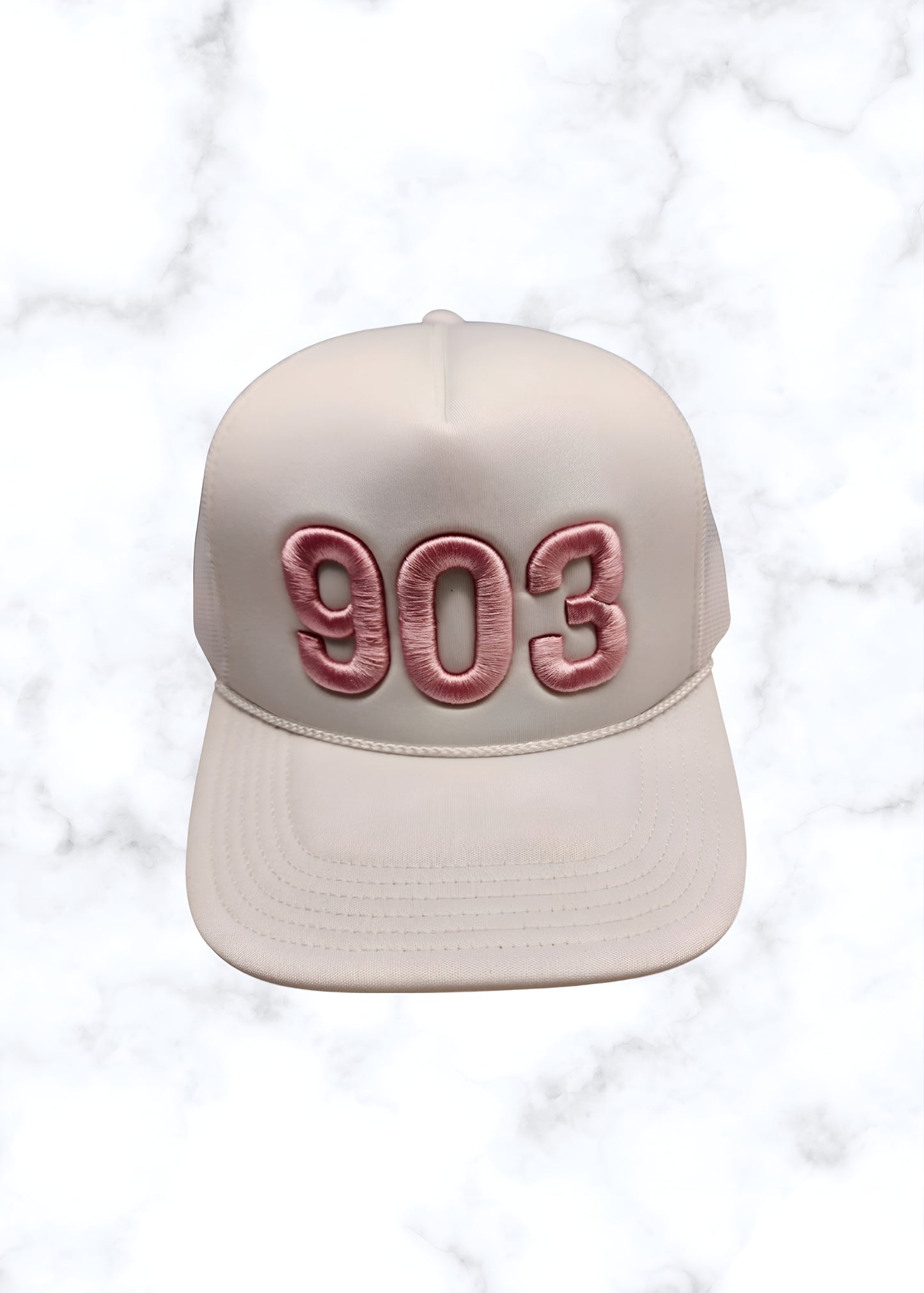 903 Trucker Hat - White & Light Pink