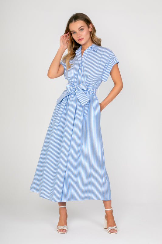 Lavender Brown - Ocean Dress - Blue/White