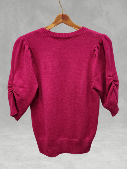 THML - Short Sleeve Knit Top - Magenta