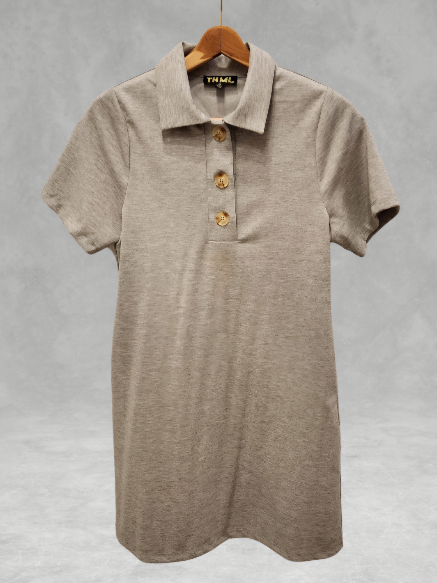 THML - Short Sleeve Midi Dress - Gray