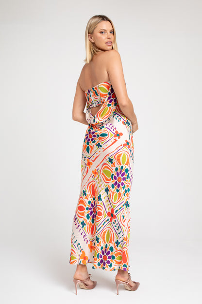 Lavender Brown - Talia Maxi Dress - Cream/Orange Multi