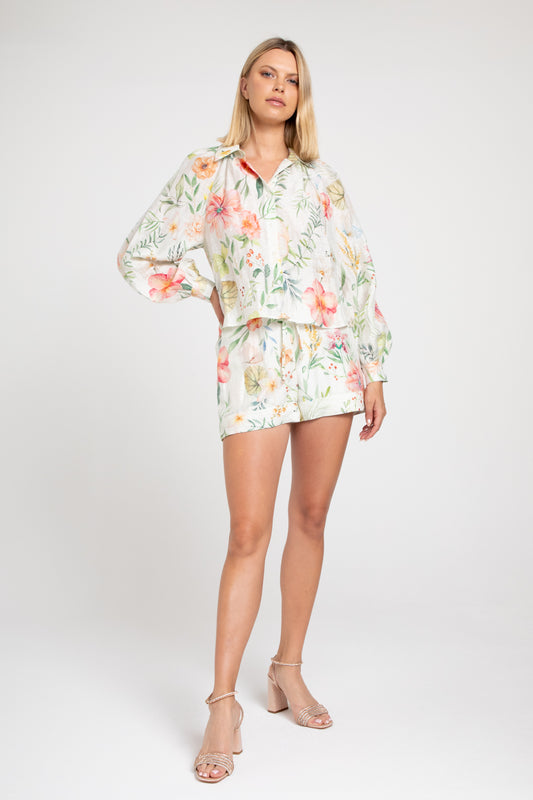 Lavender Brown - Leanna Top - Cream/Peach Multi