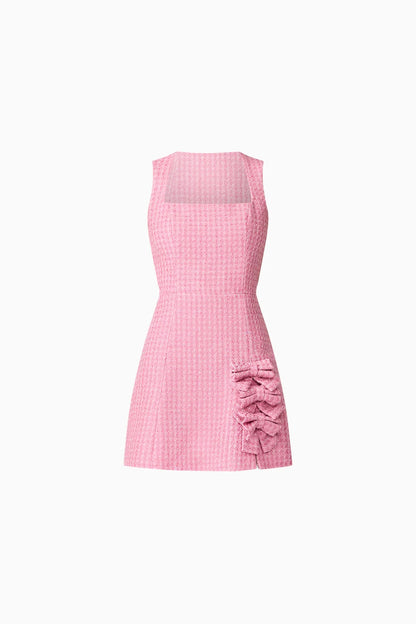 Alia A Line Mini Dress in Pink | Tweed Fabrication Detailing S / Pink Alia A Line Mini Dress in Pink | Tweed Fabrication Detailing S / Pink
