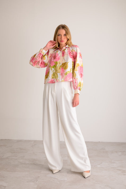 Leanna Top - Ivory/Pink Combo
