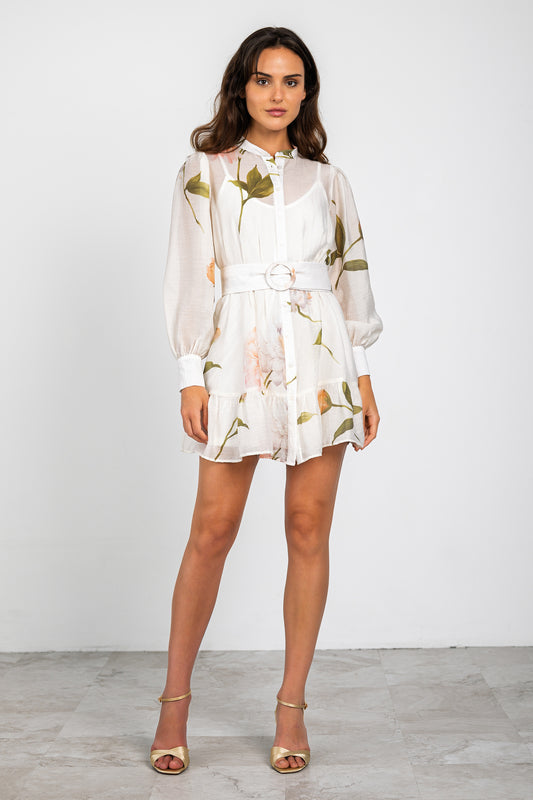 Elizabeth Dress - Cream/Taupe