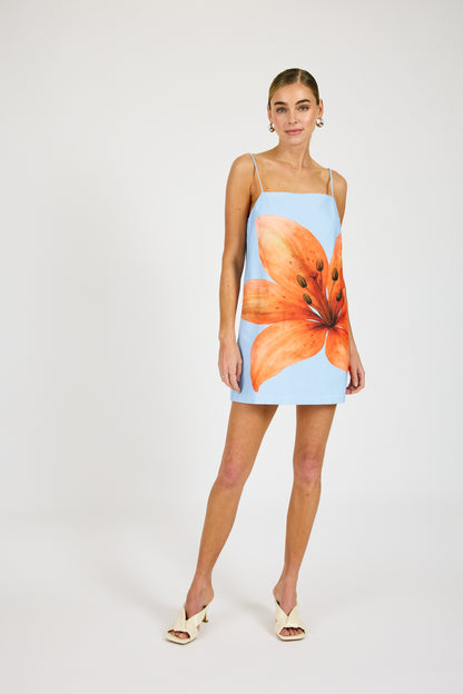 Avah Mini Dress - Blue & Orange
