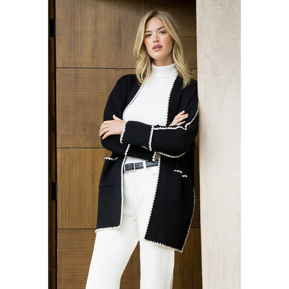 Long Sleeve Midi Cardigan - Black