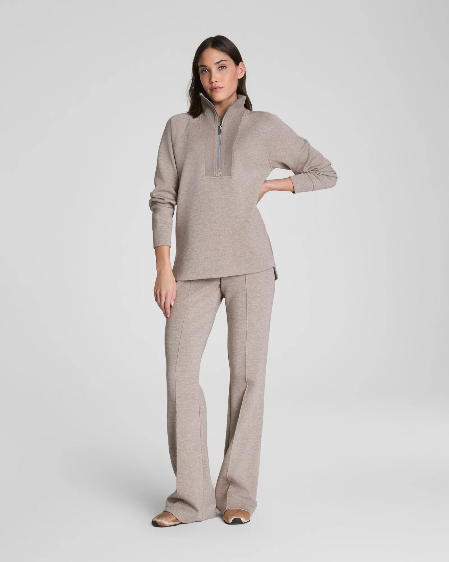 Brushed AirEssentials® Half Zip Tunic - Birch Heather