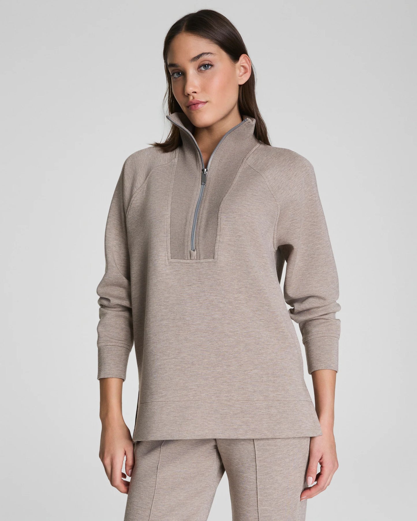 Brushed AirEssentials® Half Zip Tunic - Birch Heather