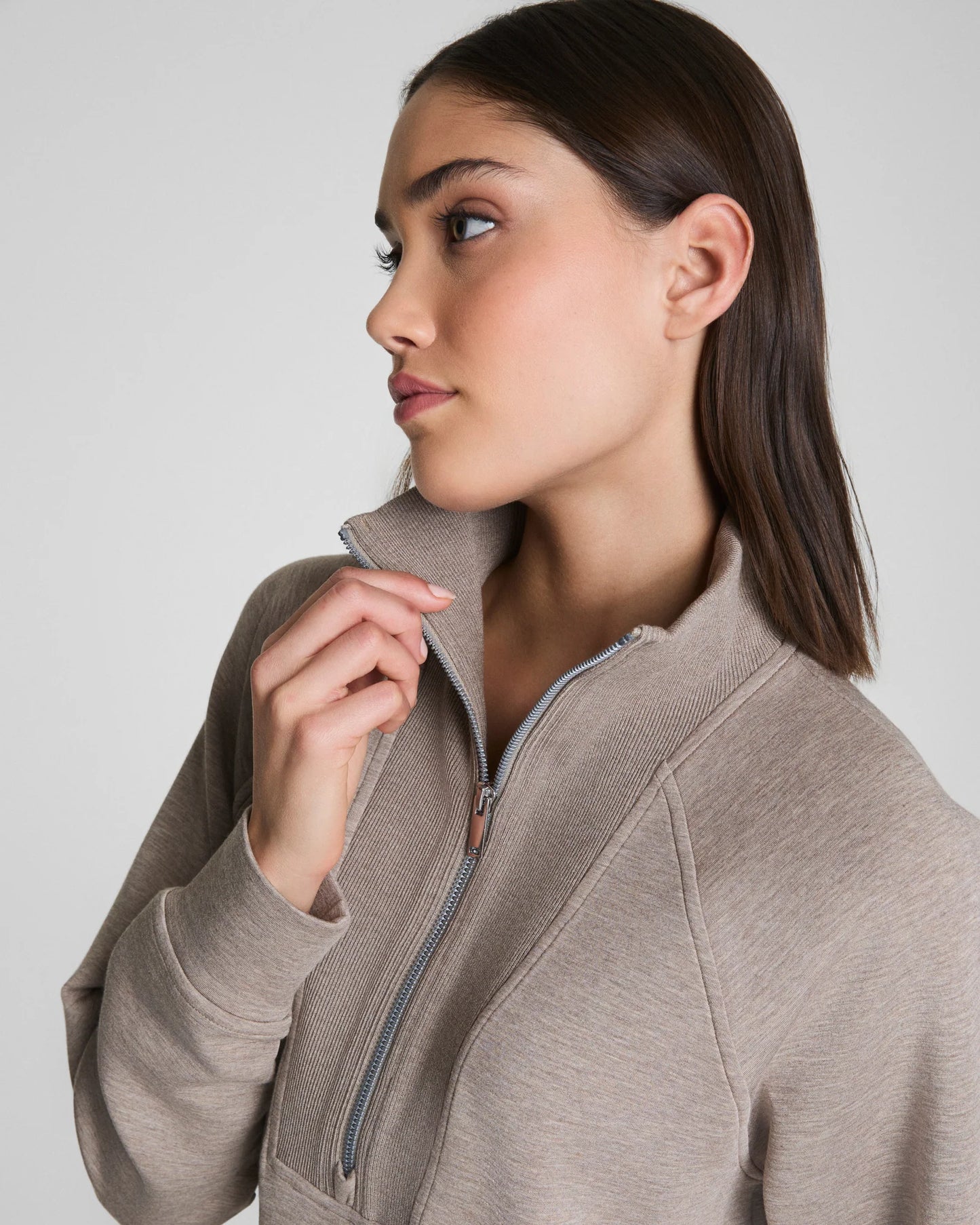 Brushed AirEssentials® Half Zip Tunic - Birch Heather