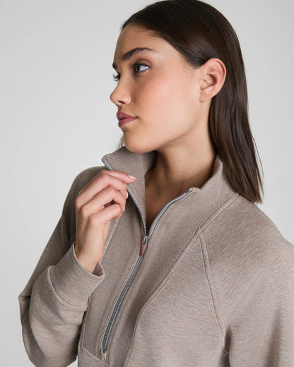 Brushed AirEssentials® Half Zip Tunic - Birch Heather