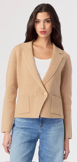 Two Button Knit Blazer - Camel