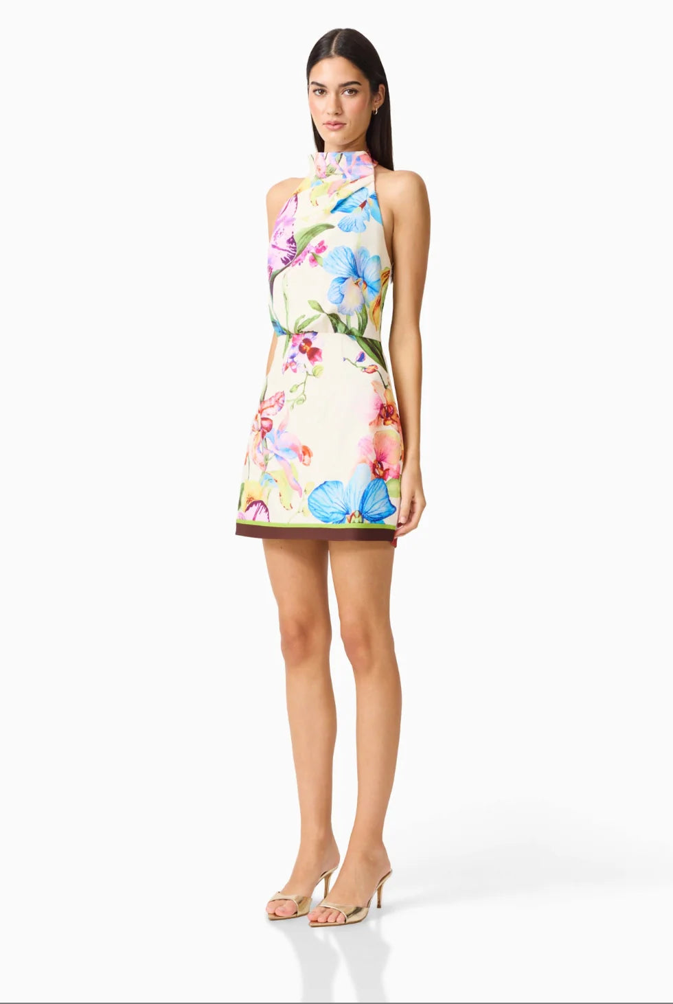 Glinda Halter Mini Dress in Multi Floral
