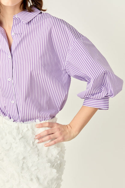 English Factory - Striped Balloon Sleeve Shirt - Lavender