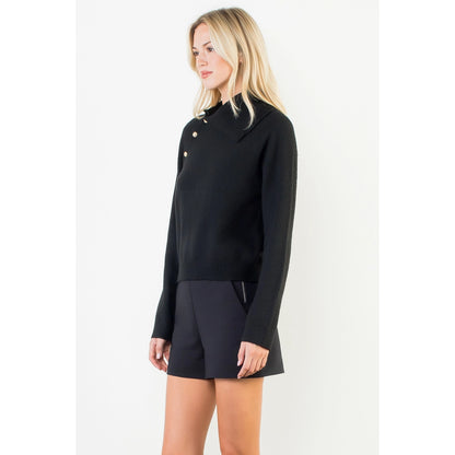 Long Sleeve Knitted Sweater - Black