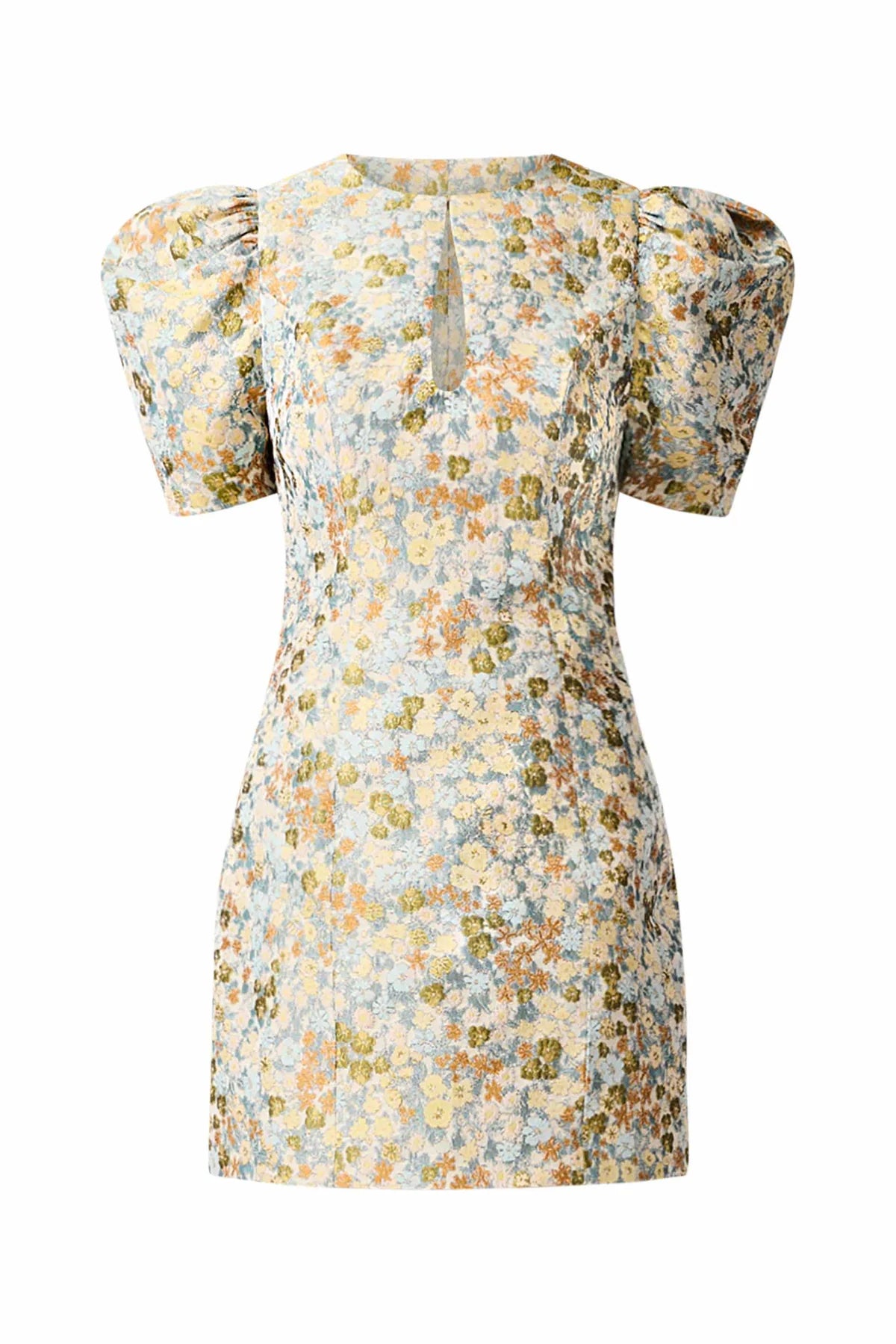 Tasmin Puff Sleeve Mini Dress in Blue & Yellow Floral