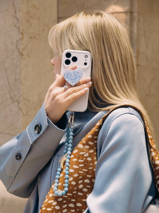 Hand-Painted Paisley Heart Gripcharm | Eco-Friendly | Baby Blue