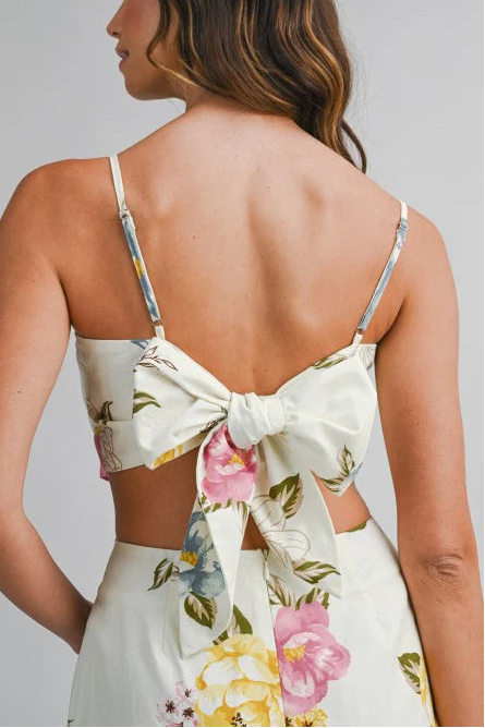 Bow Tie Back Top & Over Wrap Short Set - Pink