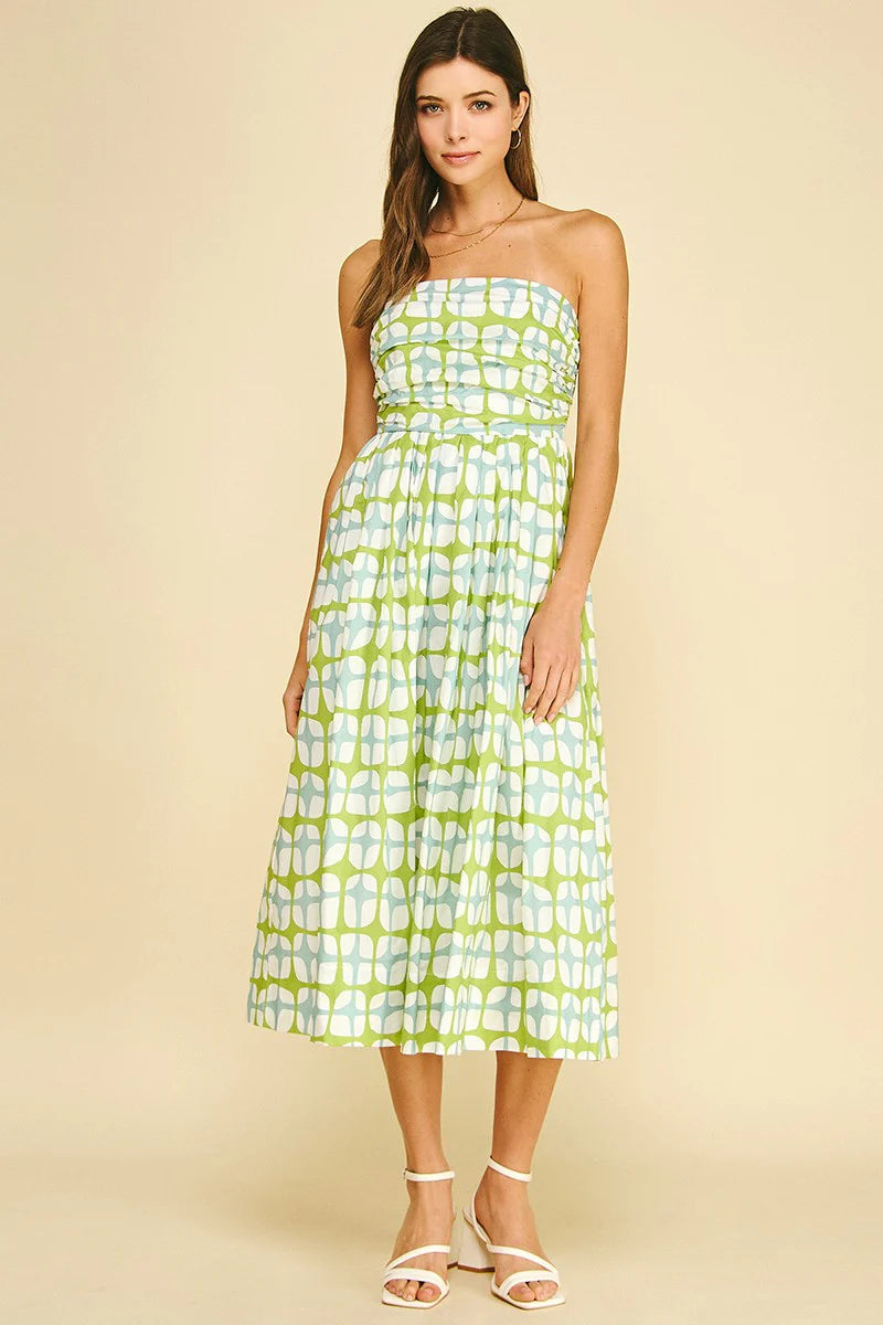 Geometric Print Midi Dress