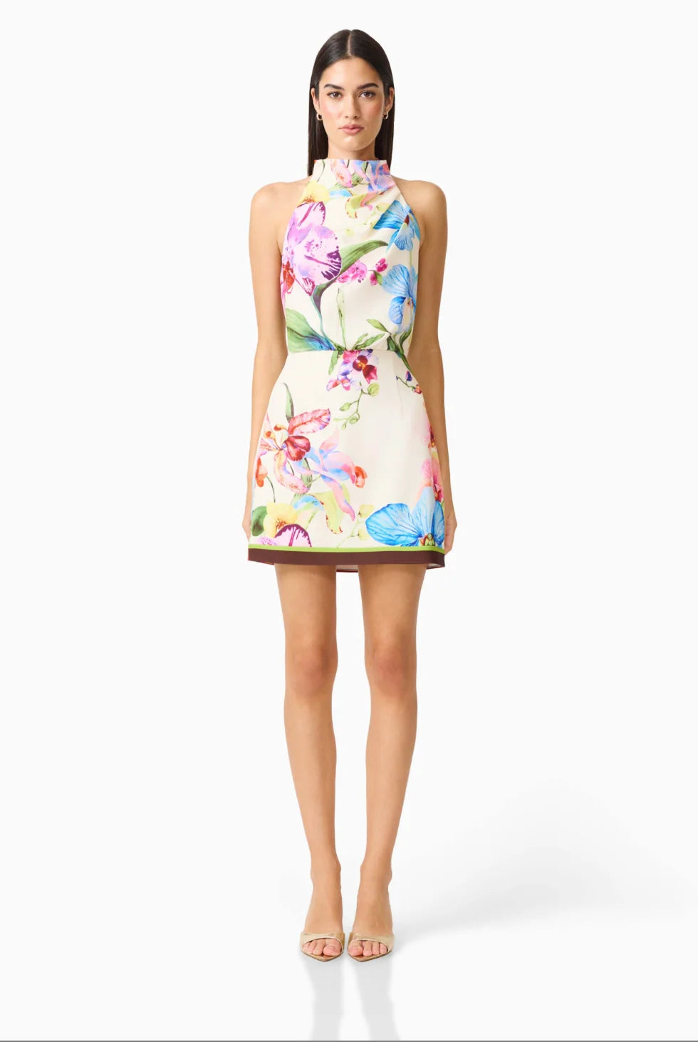 Glinda Halter Mini Dress in Multi Floral