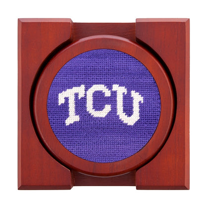 TCU (Purple) Needlepoint Coaster Set