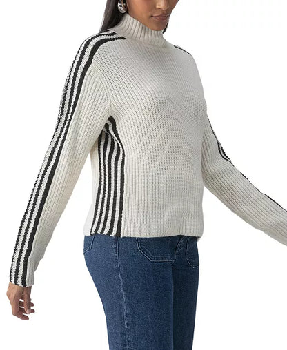 Sanctuary - Sporty Stripe Mock Sweater - Chalk Multi