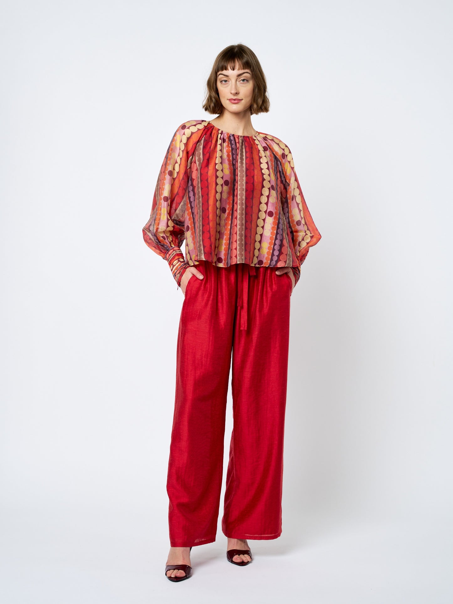 Rileigh Striped Blouse - Red Multi
