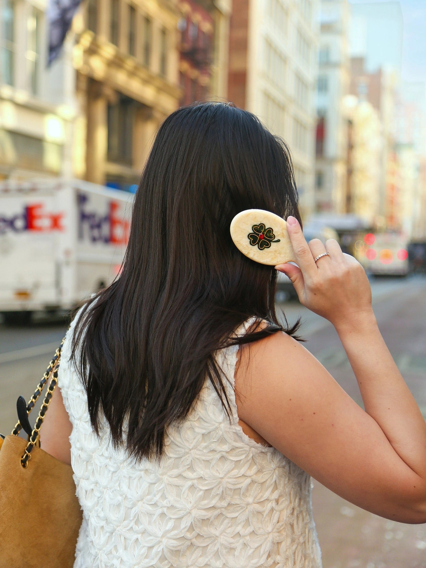 Hand-Painted Clover Handbag Hero Brush | Eco-Friendly