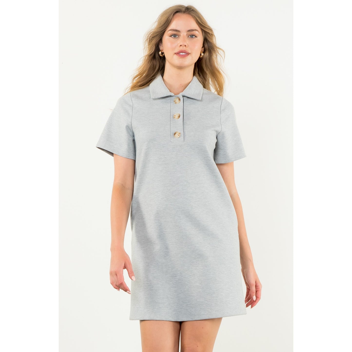 THML - Short Sleeve Midi Dress - Gray