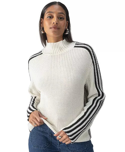 Sanctuary - Sporty Stripe Mock Sweater - Chalk Multi