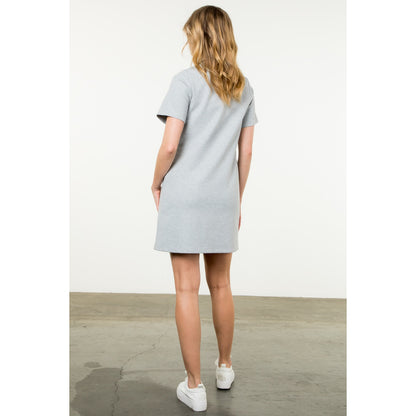 THML - Short Sleeve Midi Dress - Gray