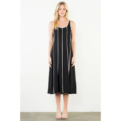 Sleeveless Striped Dress - Black - Spinout
