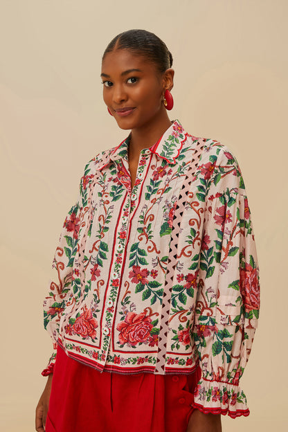 Flower Tapestry Pink Shirt
