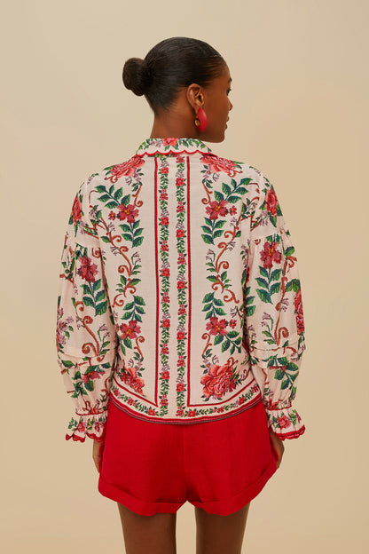 Flower Tapestry Pink Shirt