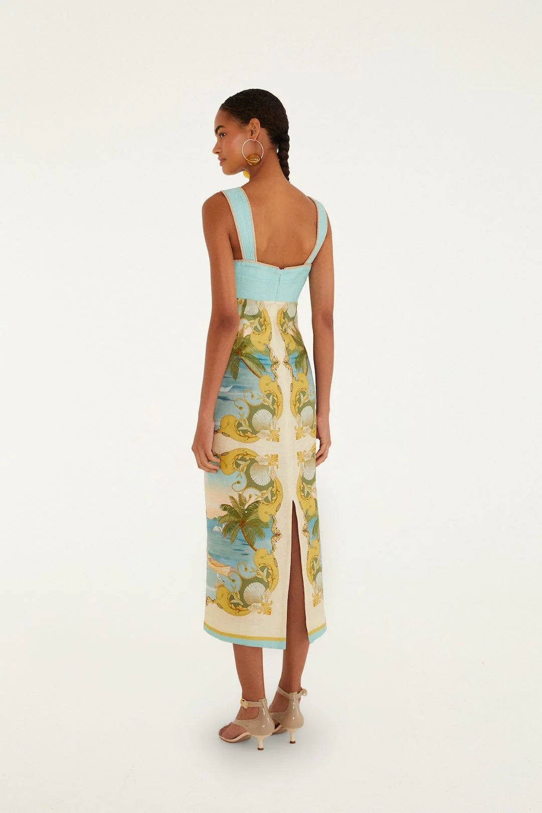 Multicolor Royal Sea Euroflax Premium Linen Maxi Dress