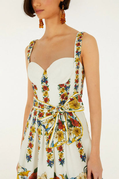 Off-White Tropi Belted Lenzing Ecovero Euroflax Mini Dress