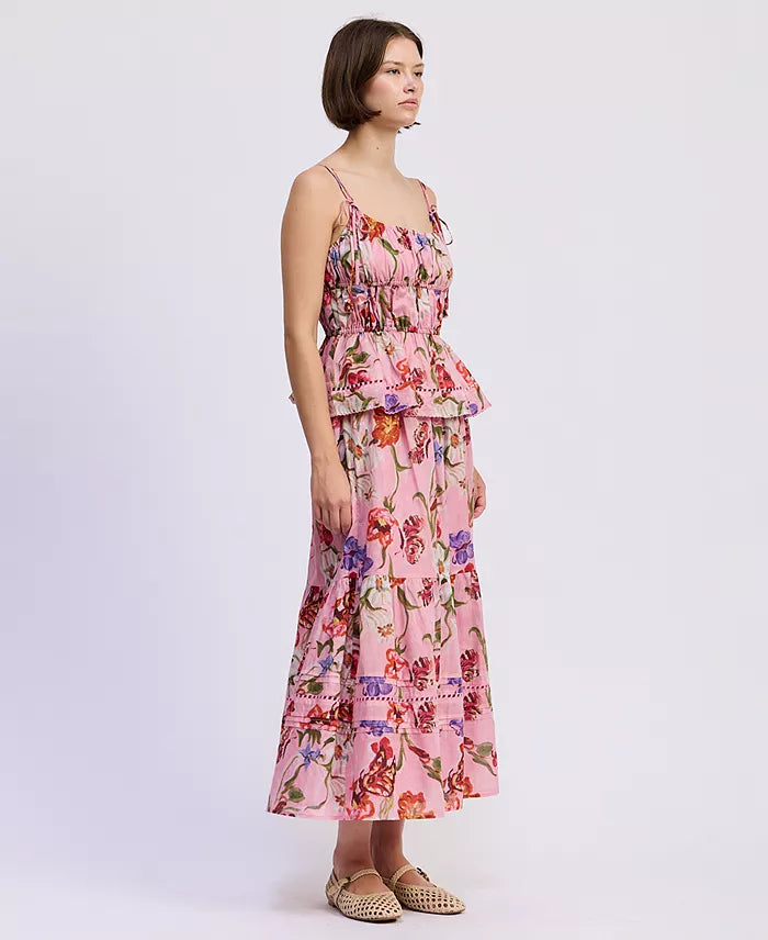 Celeste Peplum Top - Pink Red Olive