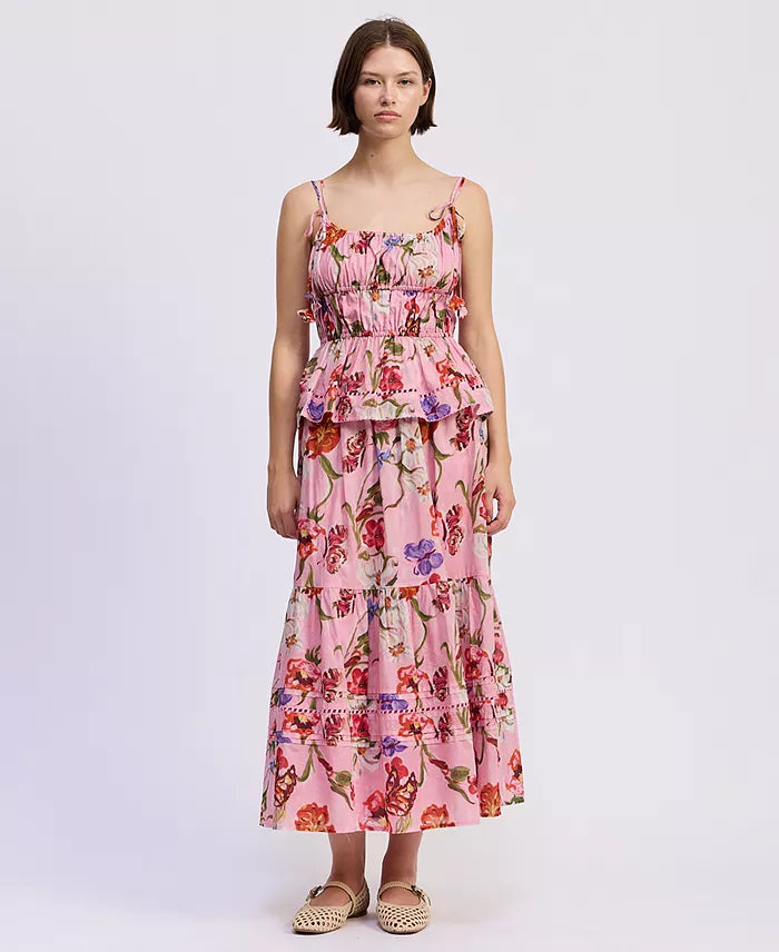 Celeste Peplum Top - Pink Red Olive