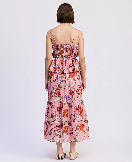 Celeste Peplum Top - Pink Red Olive