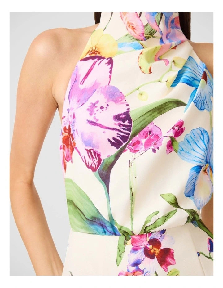 Glinda Halter Mini Dress in Multi Floral