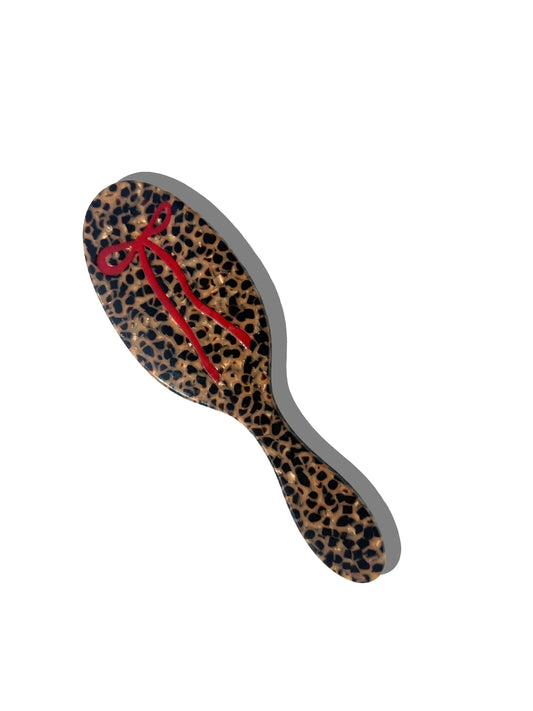 Hand-Painted Leopard Bow Amazing Hair Day Brush | Eco-Friendly