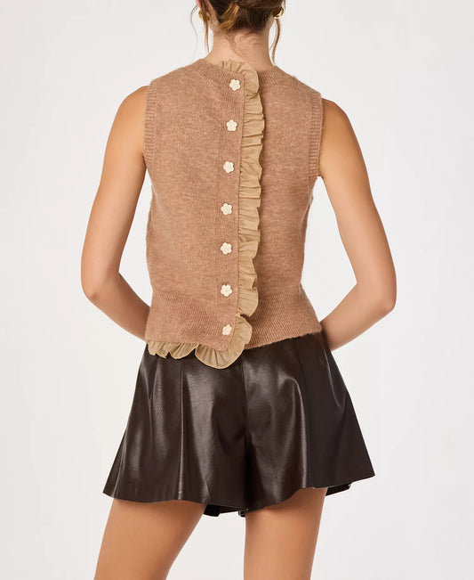 Pernille Cable Knit Sweater Tank - Camel
